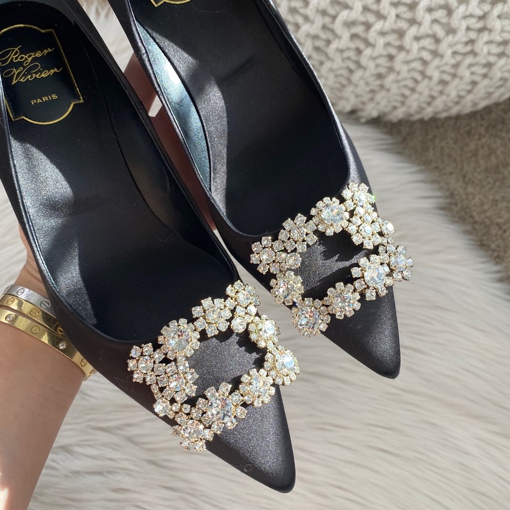 SOLD🖤Roger Vivier Crystal Flower Strass Heels - Picture 1 of 12